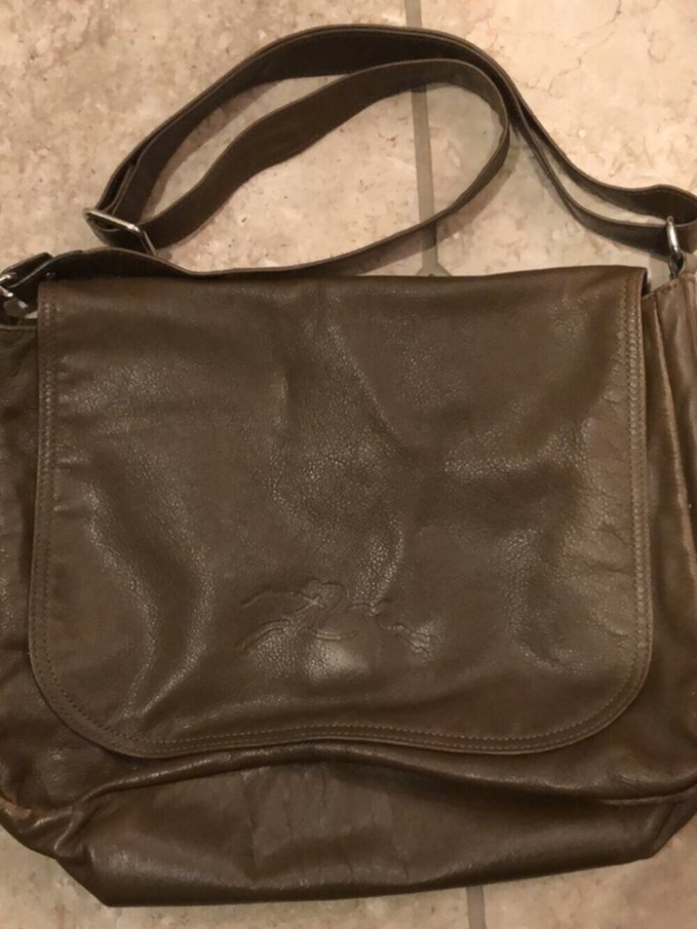 Vintage Longchamp leather flap carryall messenger satchel laptop shoulder bag